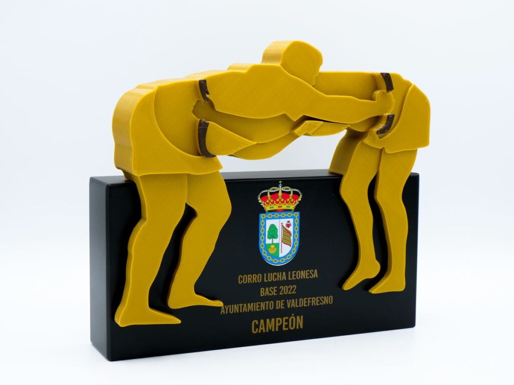 Trofeo Personalizado Lateral - Campeón Corro Lucha Leonesa Base Ayuntamiento de Valdefresno 2022