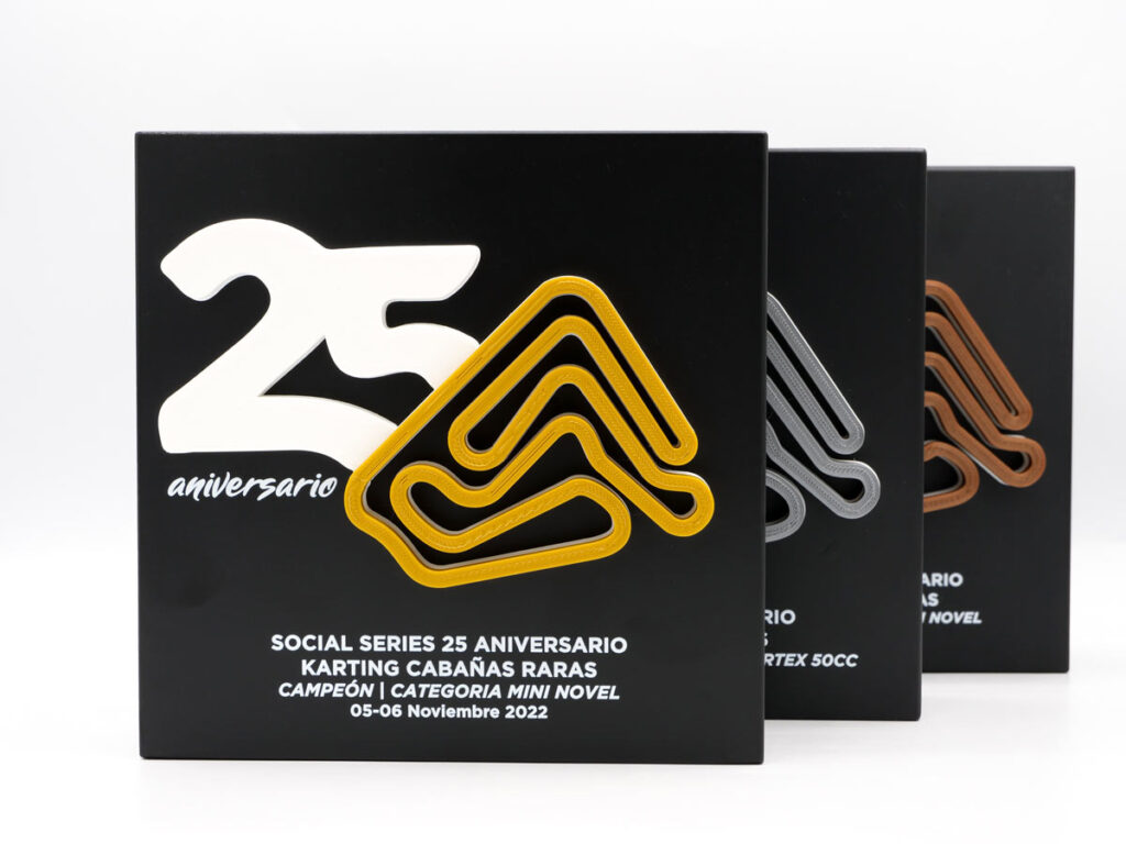 Trofeo Personalizado - Campeón Categoría Mini Novel Social Series 25 Aniversario Karting Cabañas Raras 2022