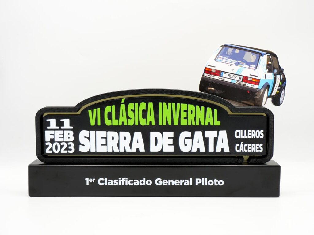 Trofeo Personalizado - 1º Clasificado General Piloto VI Clásica Invernal Sierra de Gata 2023