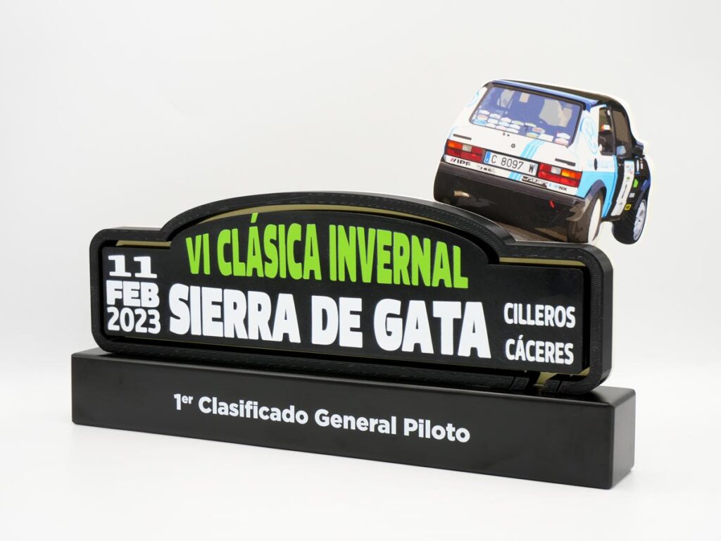 Trofeo Personalizado Detalle - 1º Clasificado General Piloto VI Clásica Invernal Sierra de Gata 2023