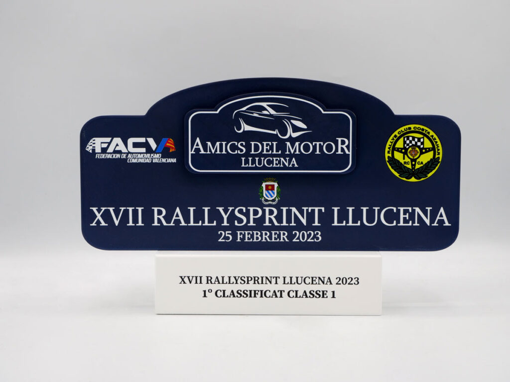 Trofeo Personalizado - 1º Classificat Classe 1 XVII Rallysprint Llucena 2023