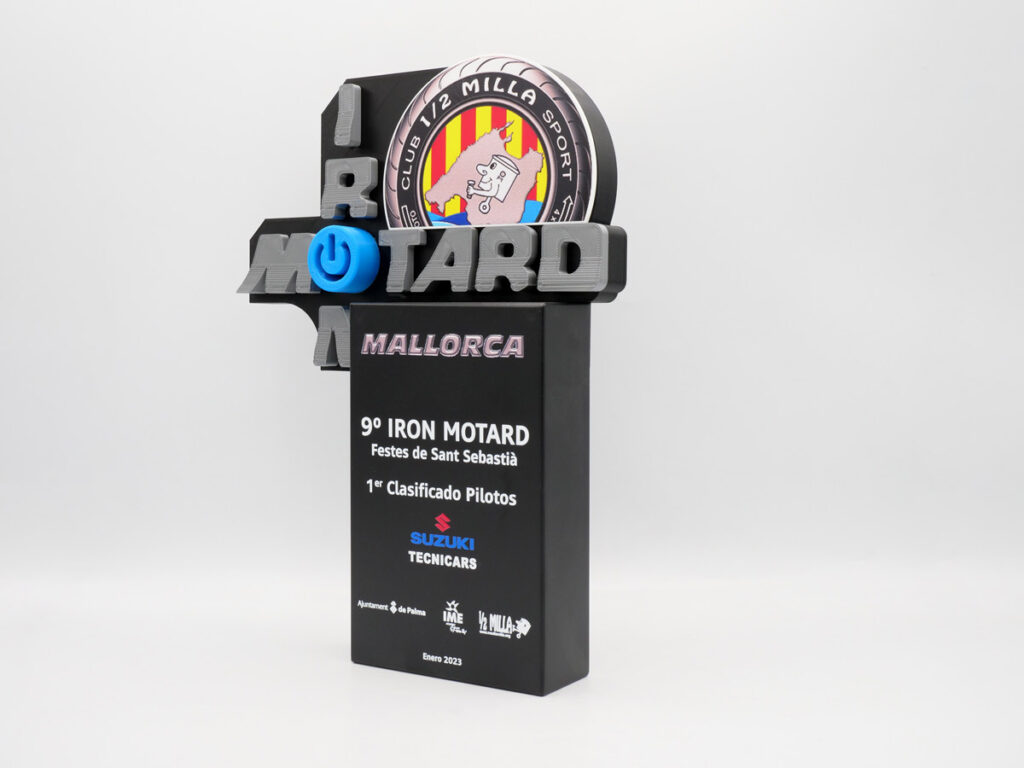 Trofeo Personalizado Detalle - 1º Clasificado Pilotos 9º Iron Motard Festes de Sant Sebastià 2023
