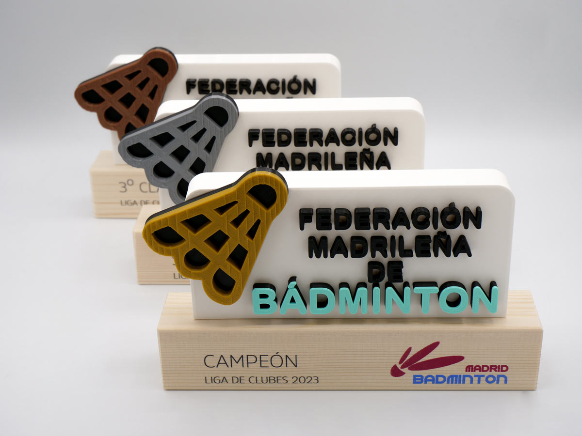 Trofeo Personalizado Posiciones - Campeón Liga de Clubes Federación Madrileña de Bádminton 2023